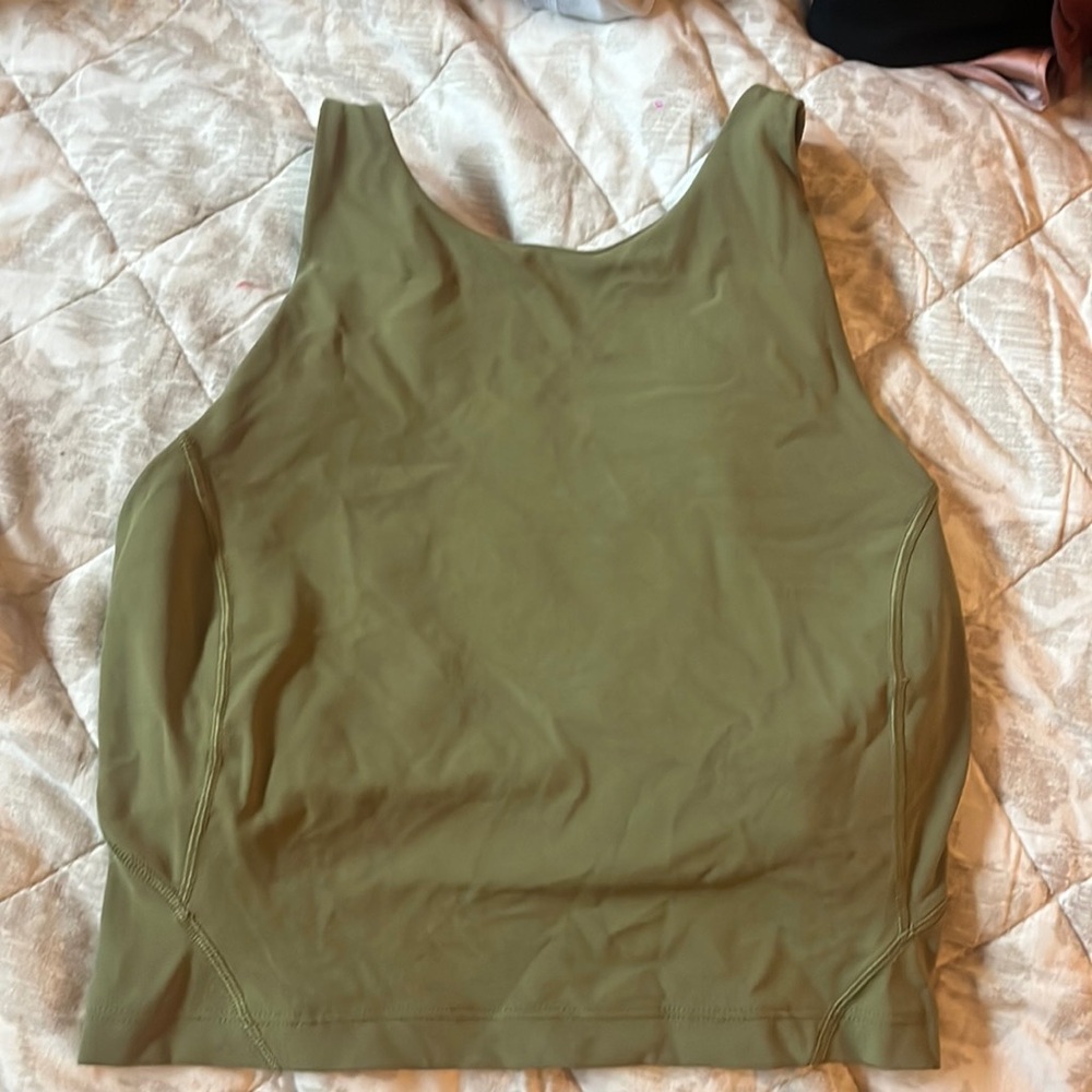 Lululemon green sports bra align tank high neck size 2